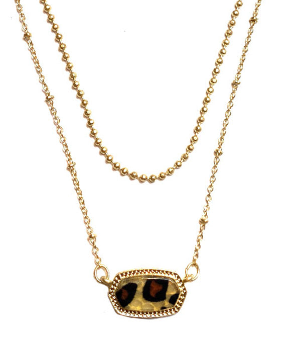 Enamel Pendant Layered Necklace