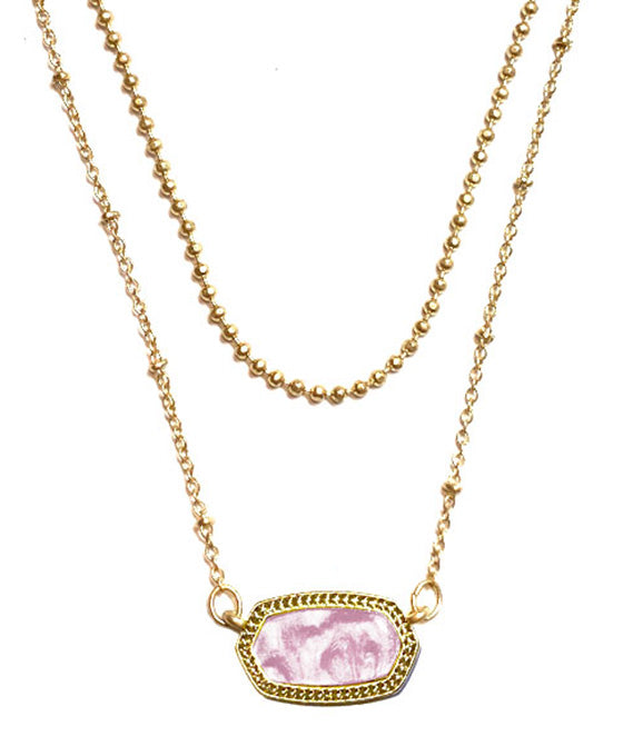 Enamel Pendant Layered Necklace