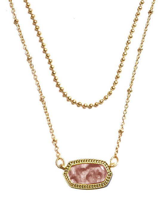 Enamel Pendant Layered Necklace
