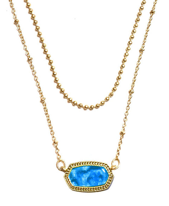 Enamel Pendant Layered Necklace