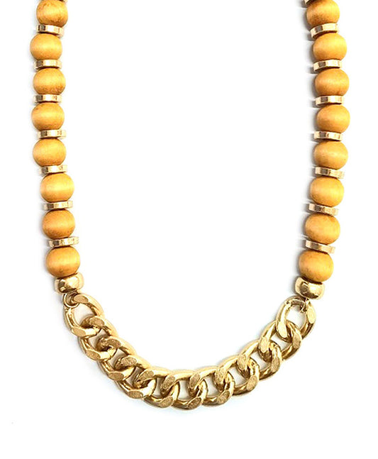 Wood Bead & Chain Necklace