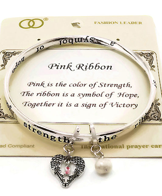 Pink Ribbon Twist Bangle