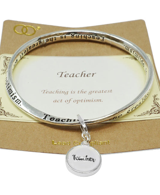 TEACHER Glass Bubble Charm Twist Bangle