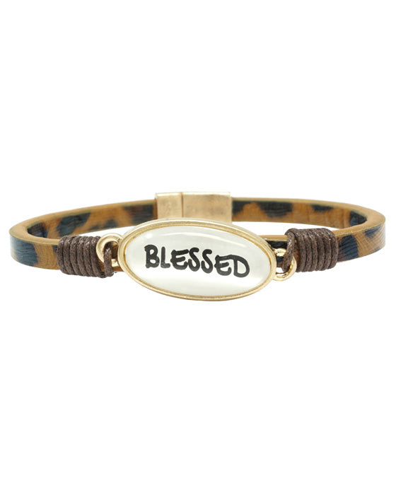 BLESSED Animal Print Leather Magnetic Bracelet