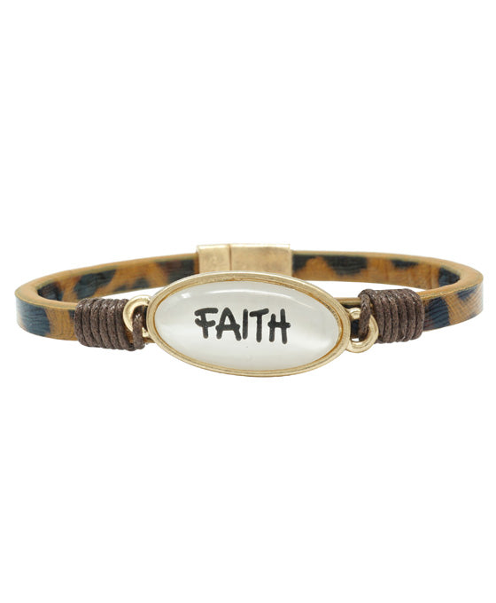 FAITH Animal Print Leather Magnetic Bracelet