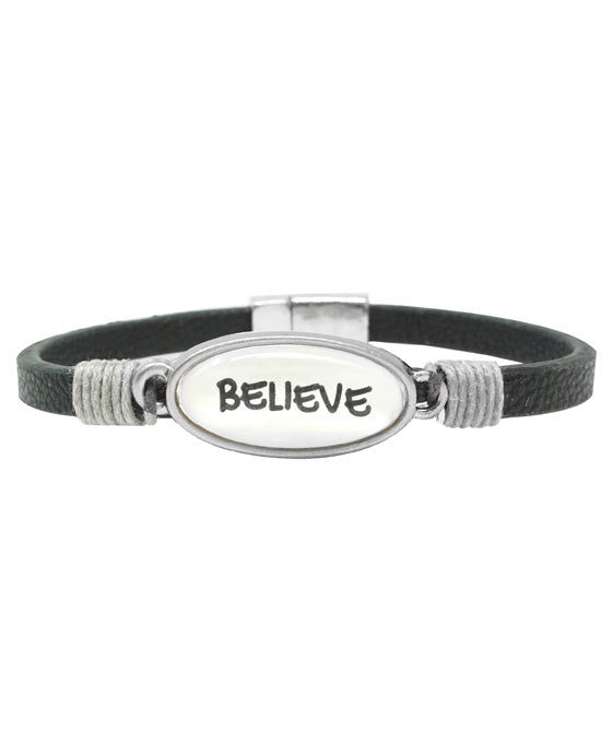 BELIEVE Animal Print Leather Magnetic Bracelet