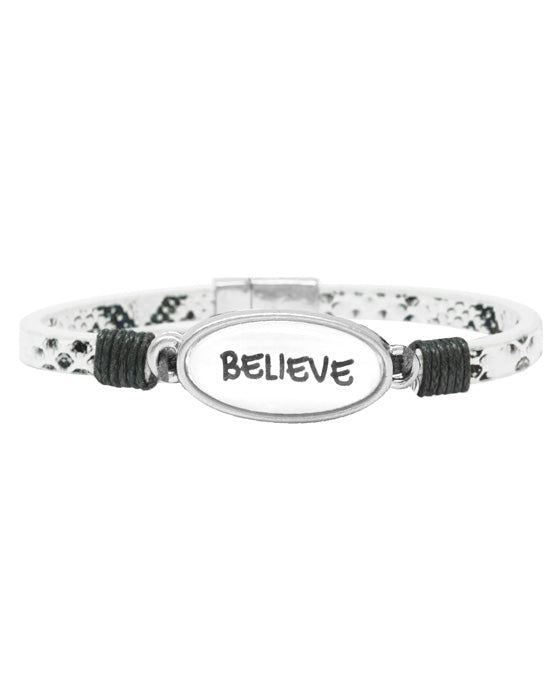 BELIEVE Animal Print Leather Magnetic Bracelet