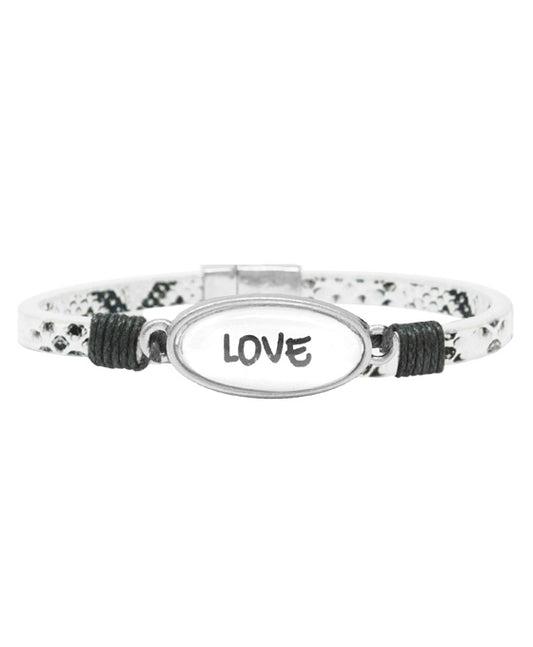 LOVE Animal Print Leather Magnetic Bracelet