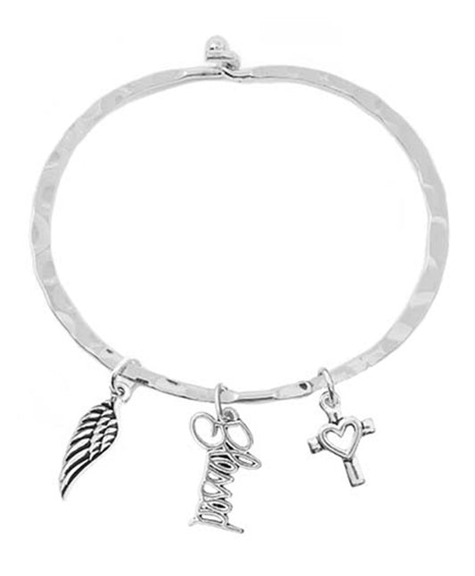 Blessed Charm Wire Hook Bangle Bracelet