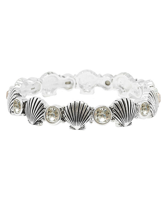Seashell Color Stone Stretch Bracelet