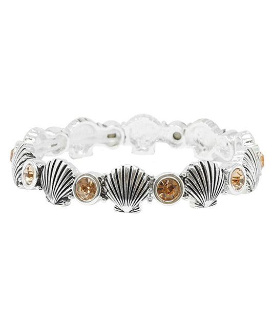 Seashell Color Stone Stretch Bracelet