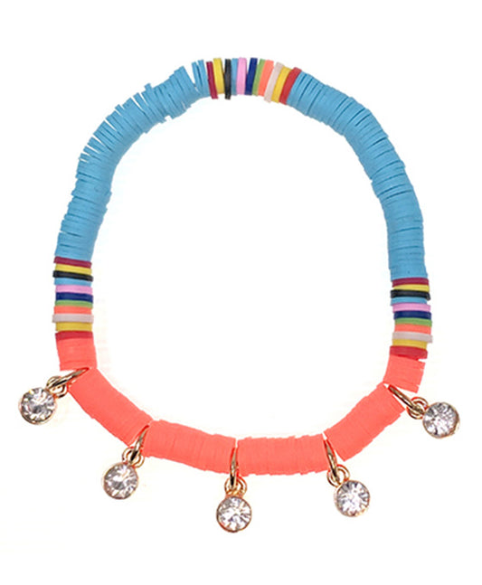 Beads w/ Rhinestone Charm Stretch Bracelet