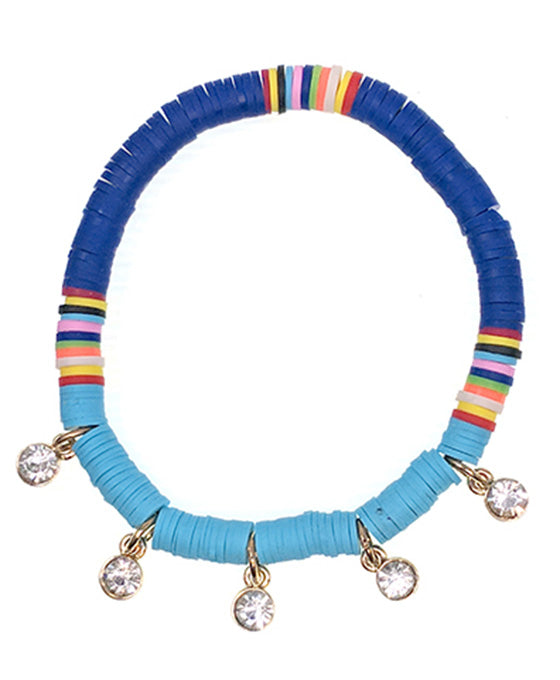 Beads w/ Rhinestone Charm Stretch Bracelet
