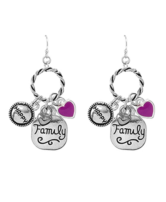 Family Engraved Dangle Earring