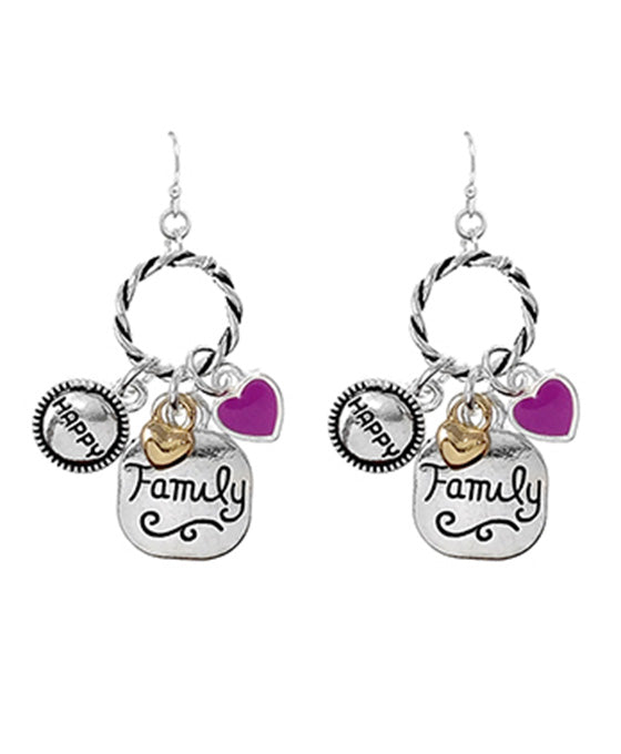 Family Engraved Dangle Earring