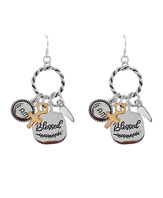 Blessed Engraved Dangle Earring