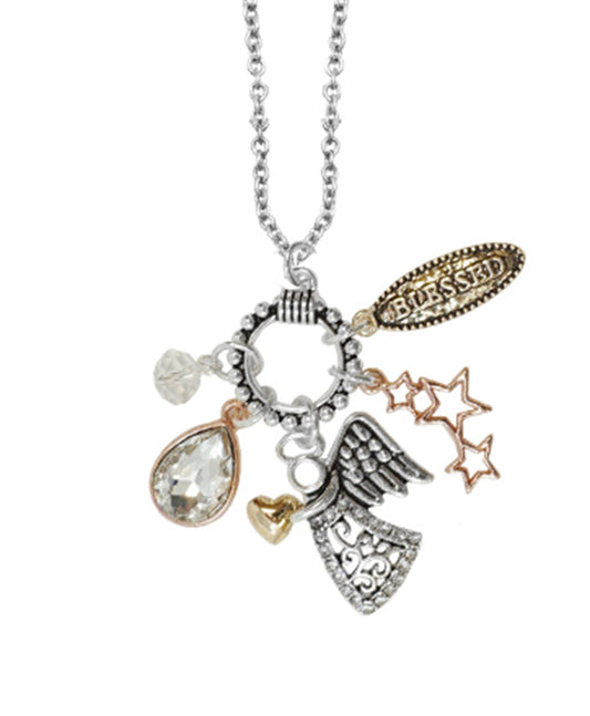 Angel Theme Cluster Necklace
