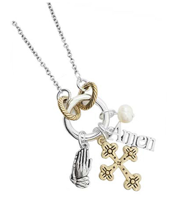 Amen Cluster Charm Customizable Necklace