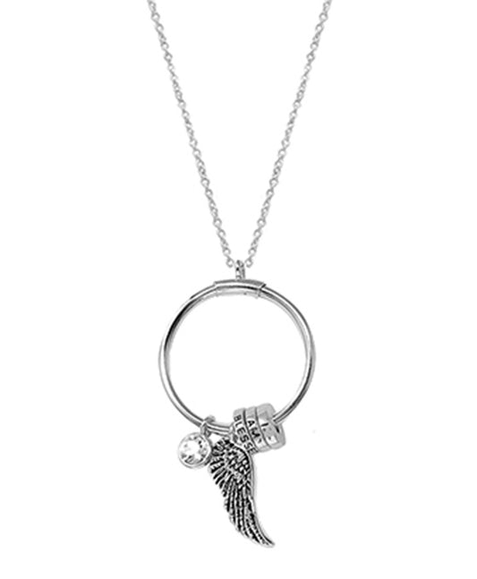 Wing Charm Ring Pendant Necklace