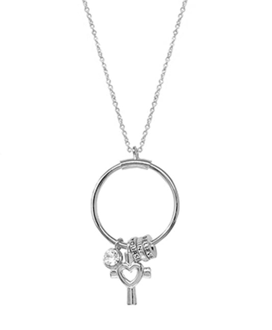 Heart Cross Charm Ring Pendant Necklace