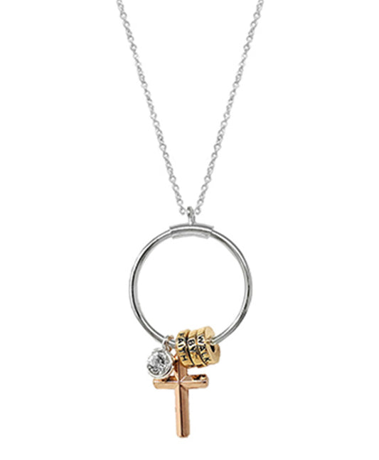 Cross Charm Ring Pendant Necklace