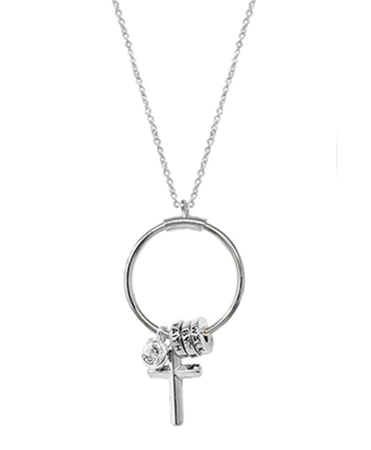 Cross Charm Ring Pendant Necklace