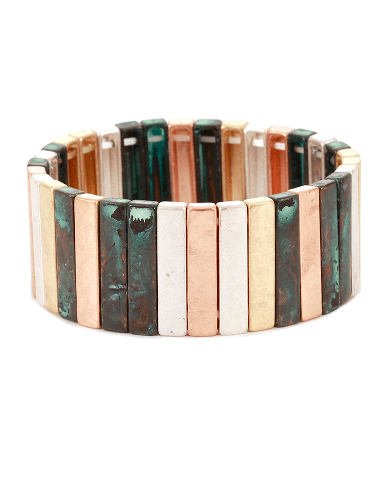 Metal Bar Color Coating Elastic Bracelet