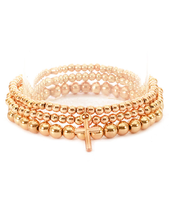 Metal Cross 3 Layered Elastic Bracelet