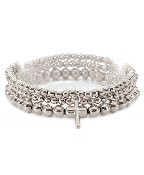 Metal Cross 3 Layered Elastic Bracelet