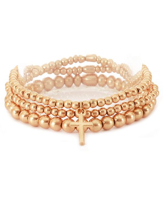 Metal Cross 3 Layered Elastic Bracelet