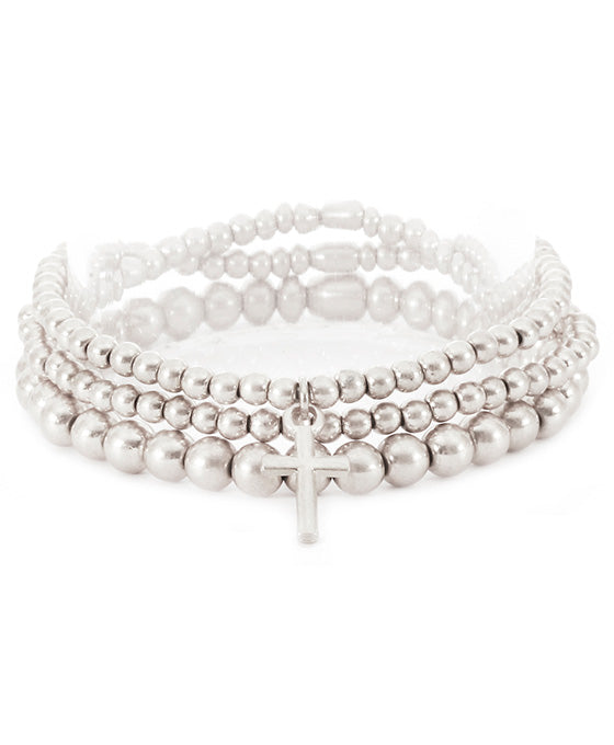 Metal Cross 3 Layered Elastic Bracelet