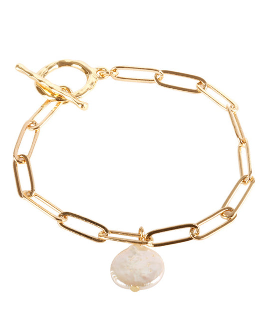Metal Chain w/ Coin Peral Bracelet