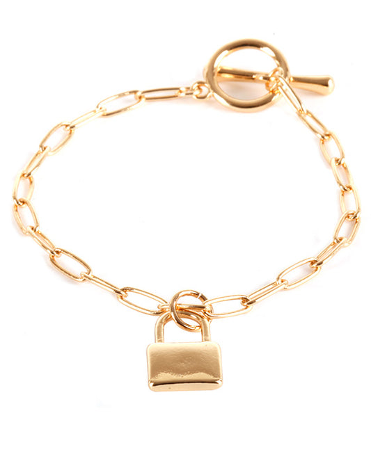 Metal Chain w/ Lock Toggle Bracelet