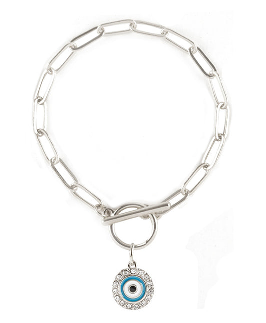 Evil Eye w/ Rhinestone Toggle Bracelet