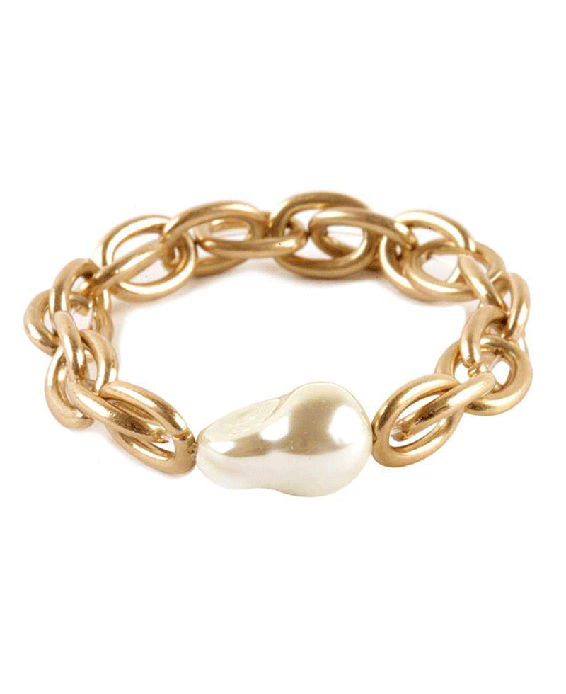 Metal Link w/ Pearl Bracelet