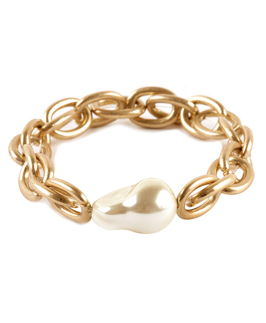 Metal Link w/ Pearl Bracelet