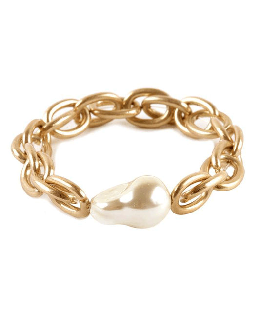 Metal Link w/ Pearl Bracelet