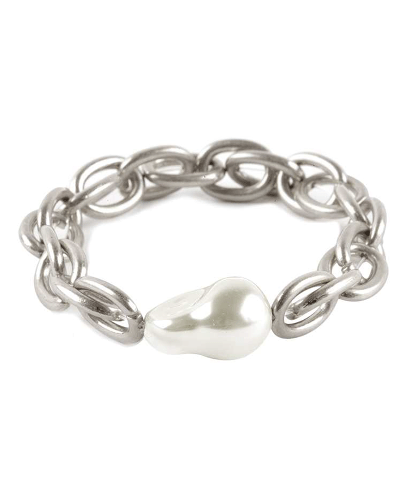 Metal Link w/ Pearl Bracelet