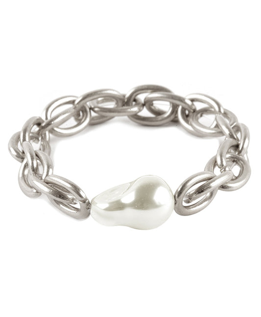 Metal Link w/ Pearl Bracelet