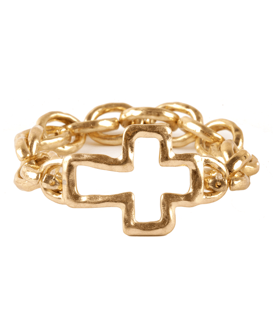 Metal Link w/ Cross Bracelet