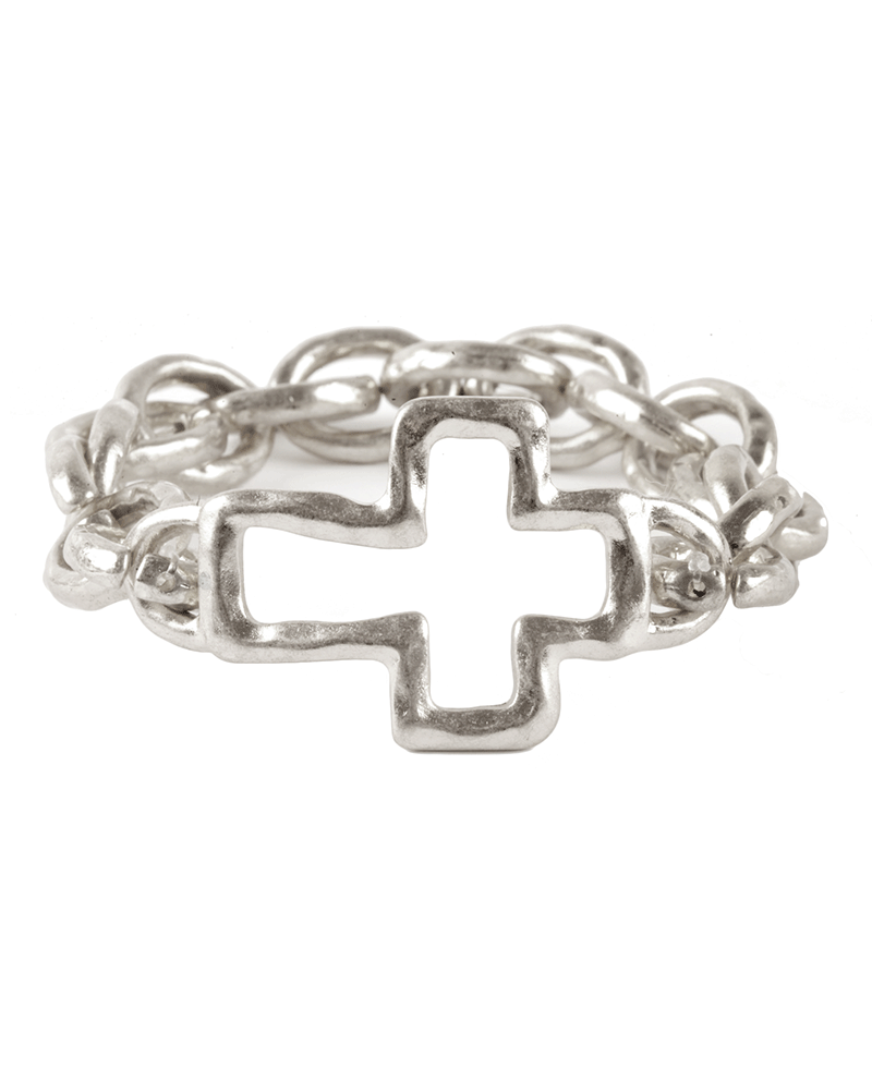 Metal Link w/ Cross Bracelet
