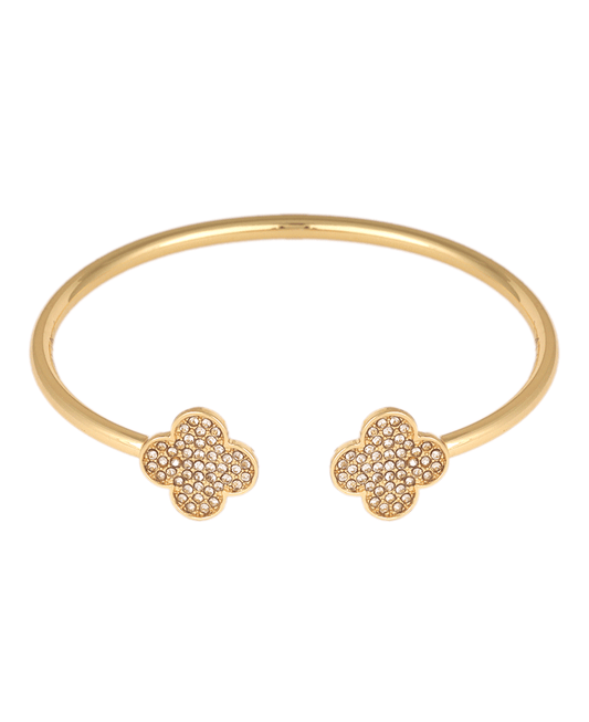 Paved Metal Clover Bangle Bracelet