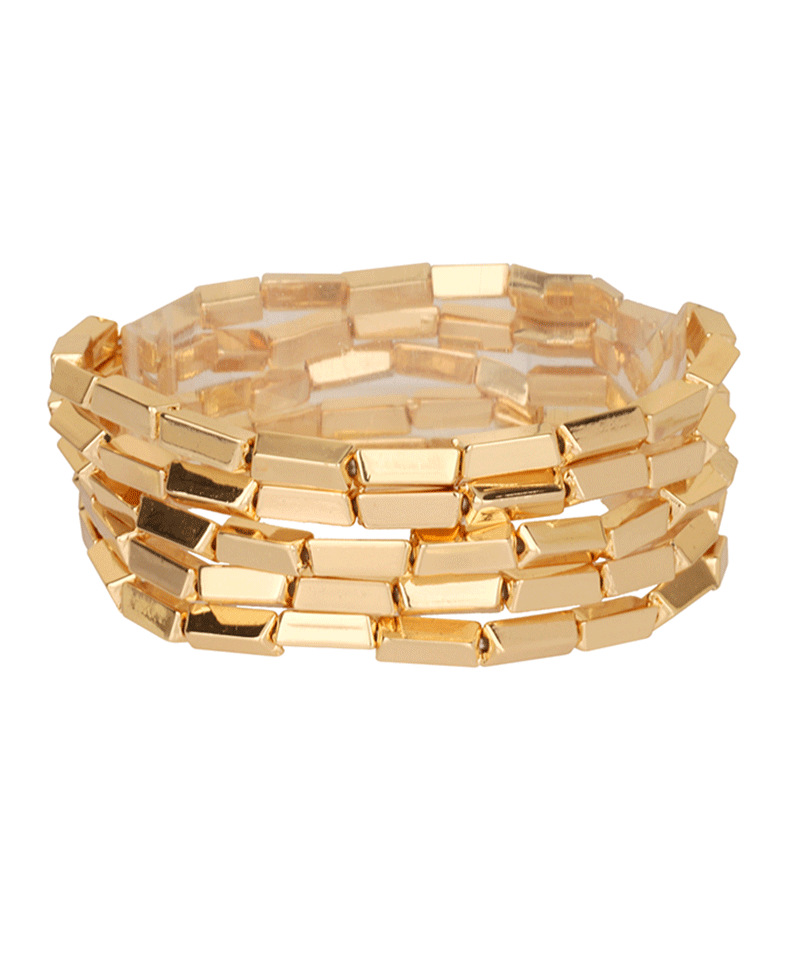 Metal Nugget CCB Multi Elastic Bracelet