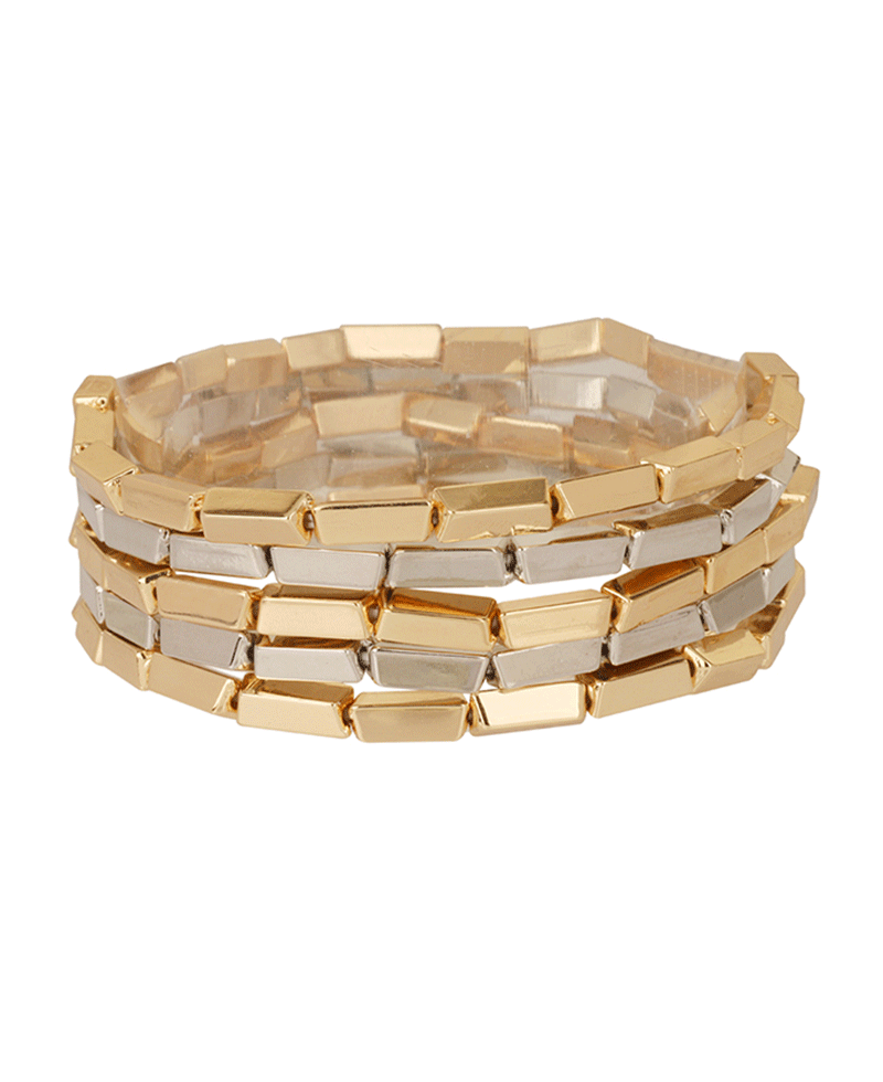Metal Nugget CCB Multi Elastic Bracelet