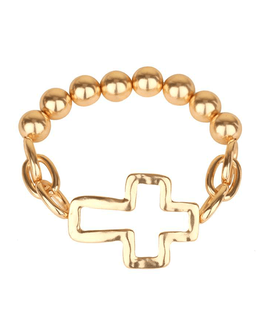 Metal Cross CCB Elastic Bracelet