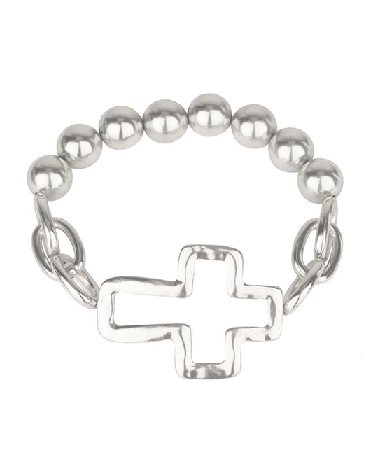 Metal Cross CCB Elastic Bracelet
