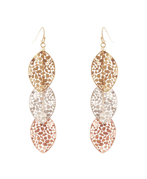 Metal Fringe 3 Layered Earring