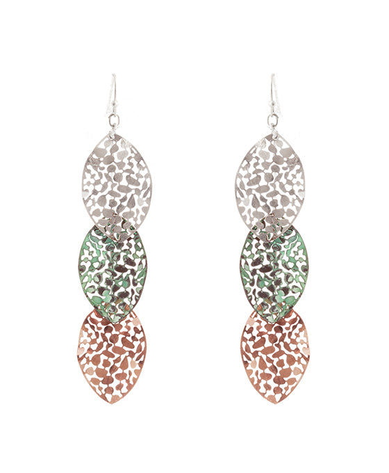 Metal Fringe 3 Layered Earring