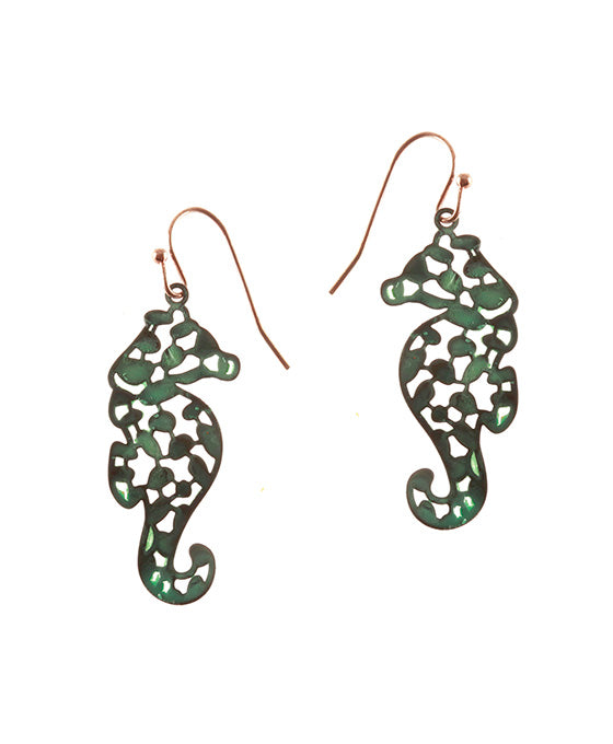Metal Filigree Sea Horse Earring