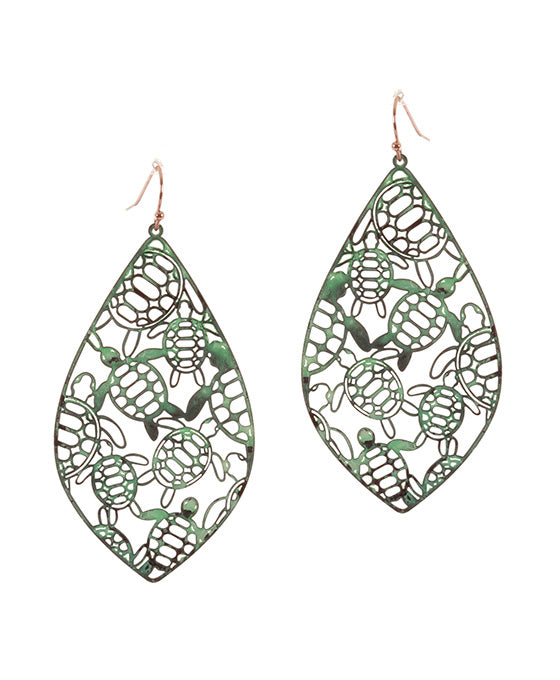 Metal Filigree Turtle Earring